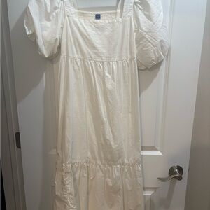 White Puff Sleeve Dress